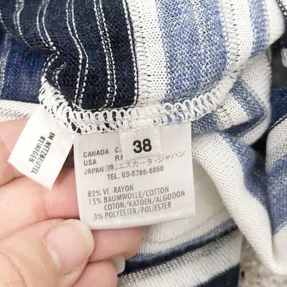 Escada Blue Black White Light Gray Rhinestone Striped Button Down Cardigan Sz 38 - Picture 6 of 6